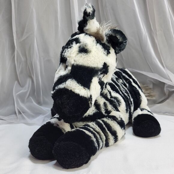 Kohls Cares 14" Zebra Black & White Striped Stuffed Plush Embroidered Eyes - Picture 4 of 12
